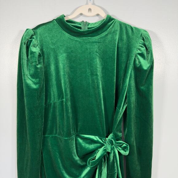 Eloquii Emerald Green Velvet Wrap Dress Plus Size 16 Holiday Cocktail Mini - Picture 6 of 9
